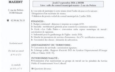 séance du conseil municipal du 3 septembre.